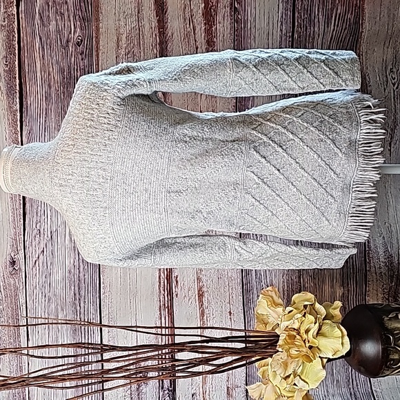 SONOMA GRAY FRINGE LONG SLEEVE MOCK TURTLE NECK SWEATER - Picture 5 of 12